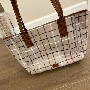 Plaid grey PVC fossil shoulder bag